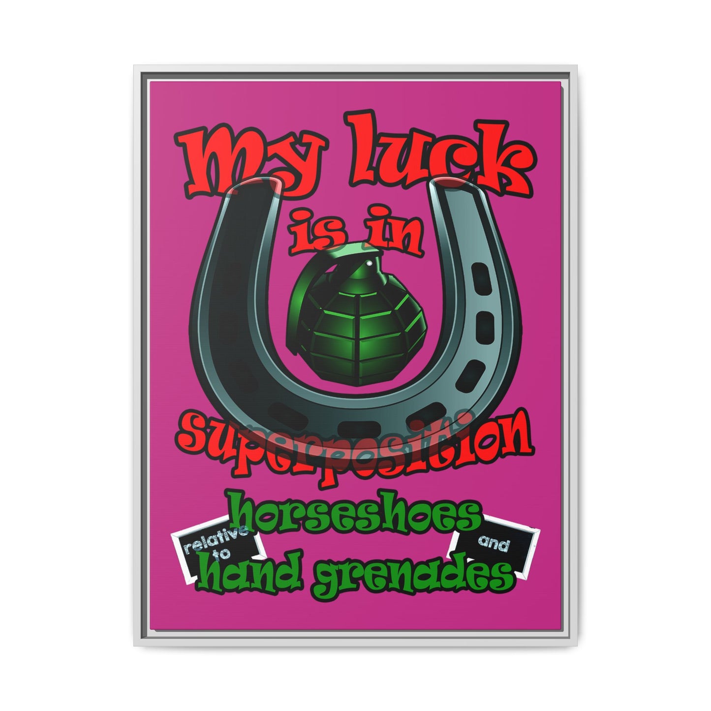 my luck - framed canvas art (pink)