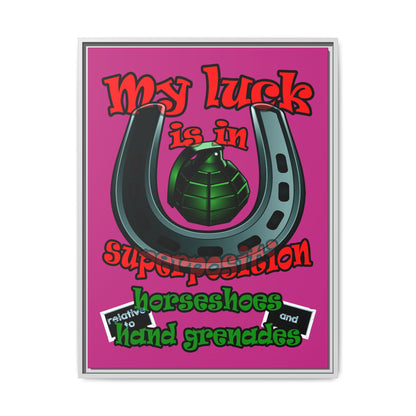 my luck - framed canvas art (pink)