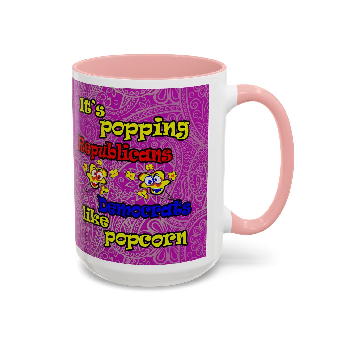 popping like popcorn - Accent Mug (pink swirl)