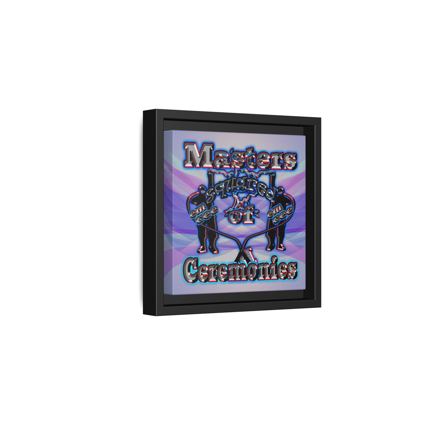 em cee squared - framed canvas art (light blue-pink wave)