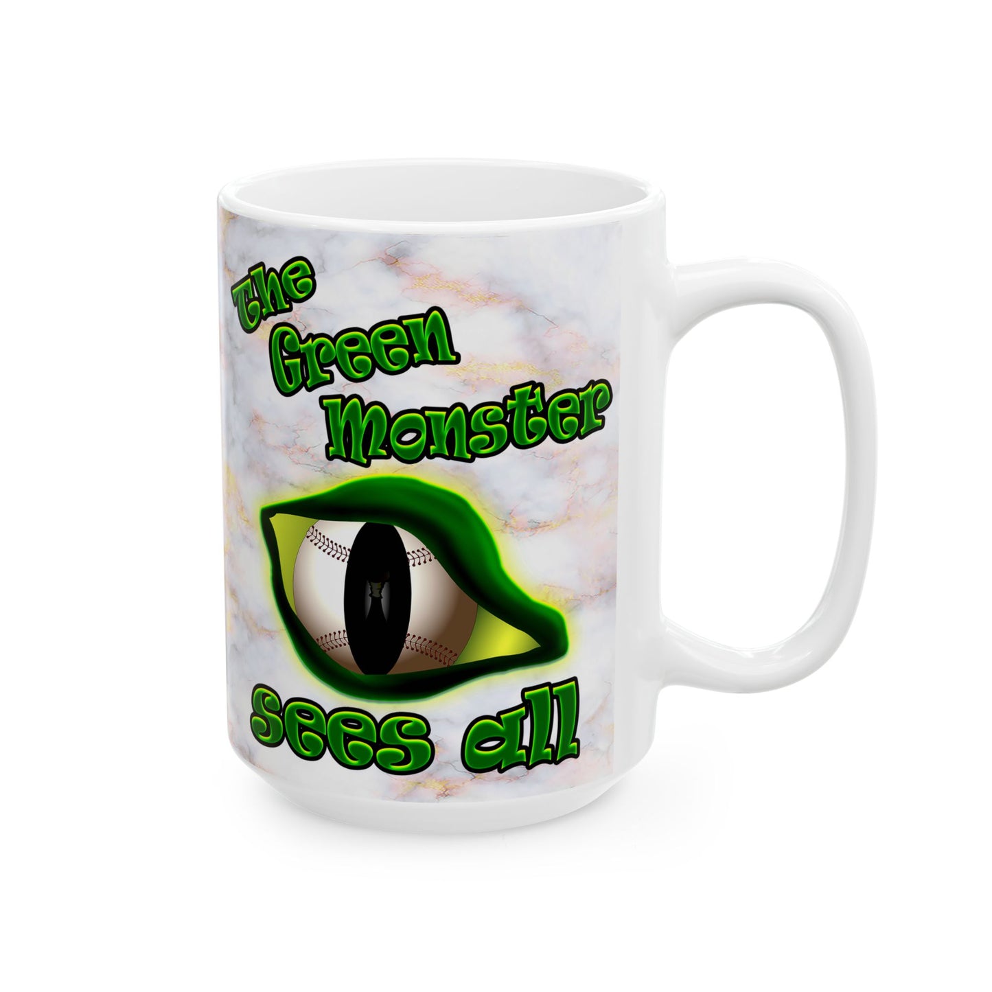 green monster - White Mug (white marble)