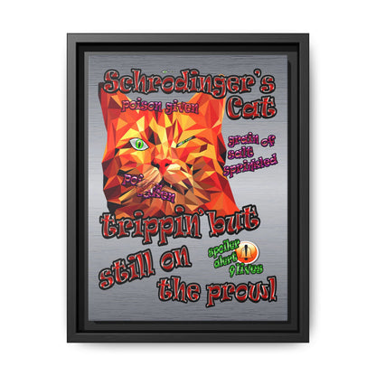 schrodinger's cat - framed canvas art (brushed nickel)