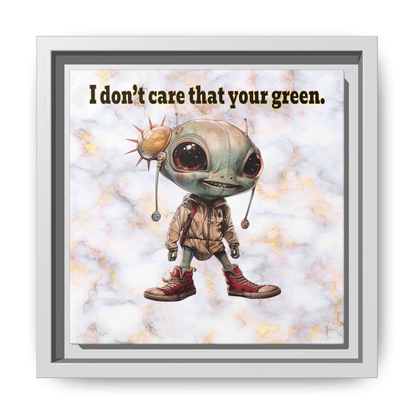 I don't care that your green - framed canvas art (white marble)