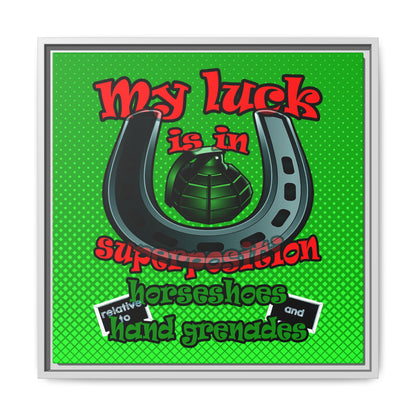 my luck - framed canvas art (logo green)