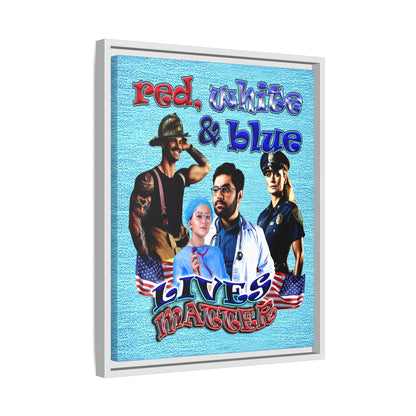 rw&b lives matter - framed canvas art (faded blue)