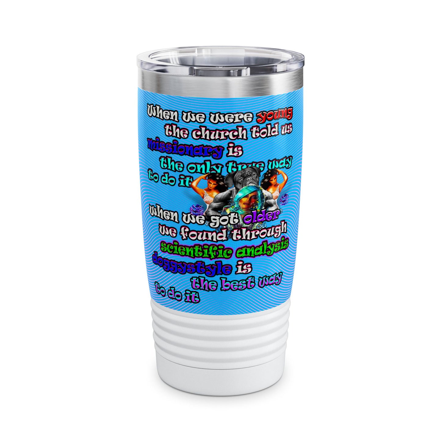 doggystyle - Ringneck Tumbler, 20oz (light blue-purple wave)