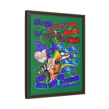 drop the beat - framed canvas art (dark green)
