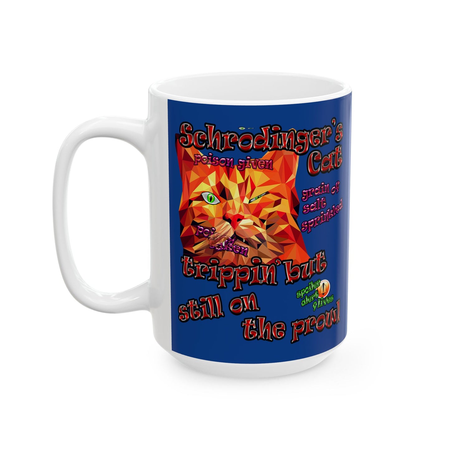 schrodinger's cat - White Mug (dark blue)