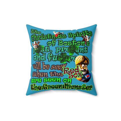christmas spirits of boston - Spun Polyester Square Pillow - (turquoise)
