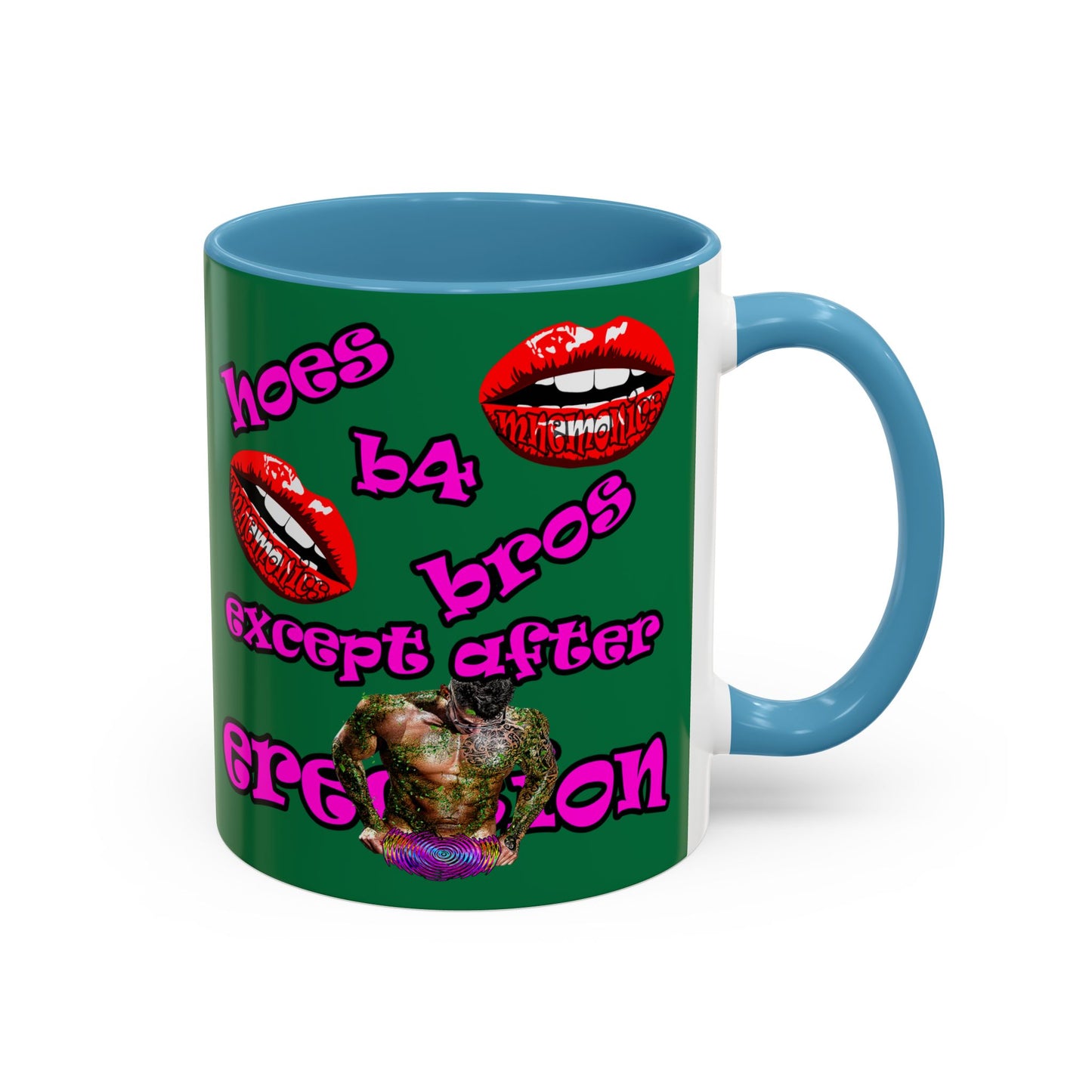 hoes b4 bros - Accent Mug (dark green)
