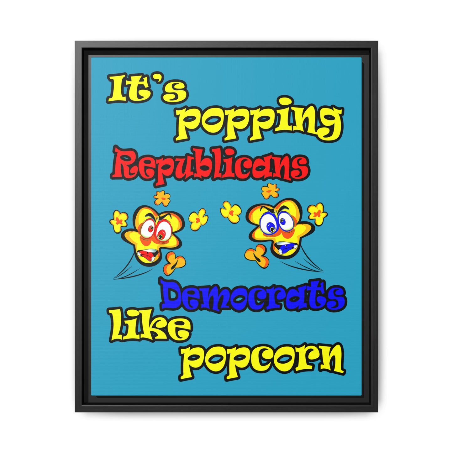 popping like popcorn - framed canvas art (turquoise)