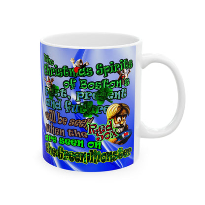 christmas spirits of boston - White Mug (blue-white wave)