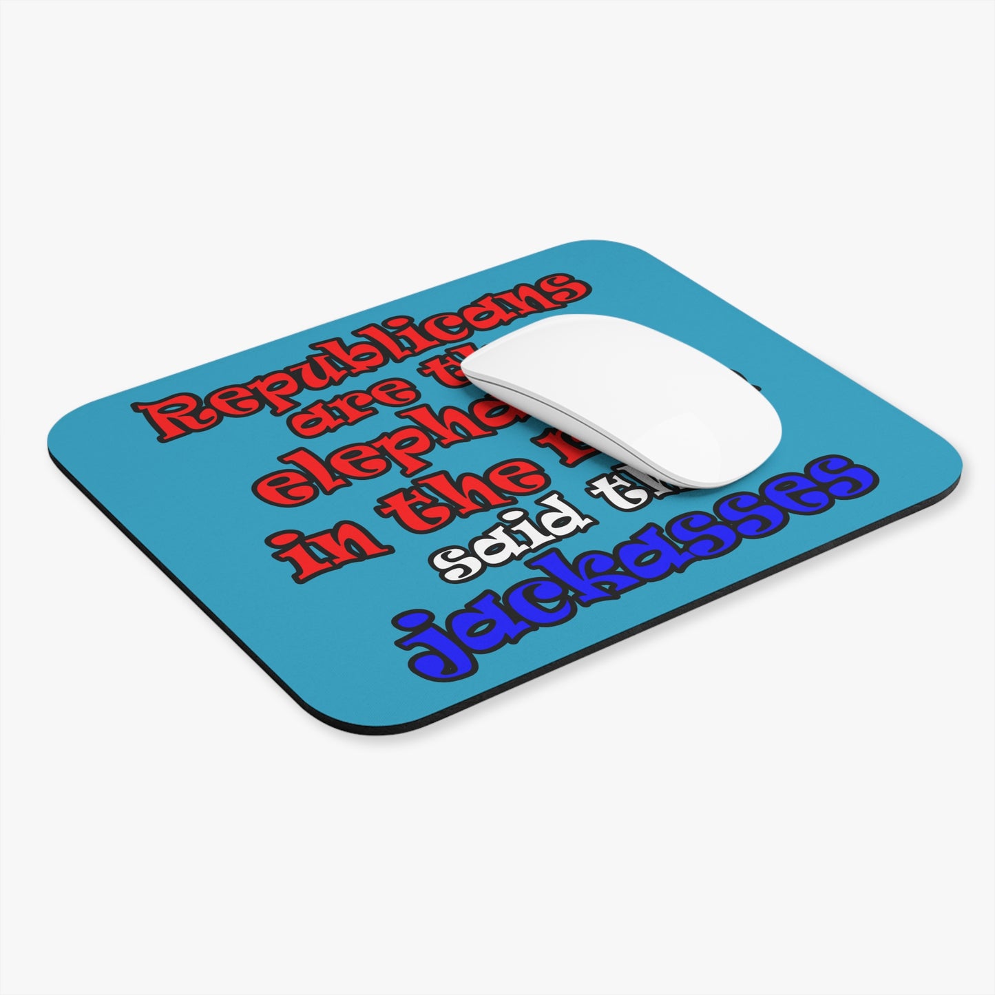 donkeys and elephants - Mouse Pad (Rectangle) (turquoise)