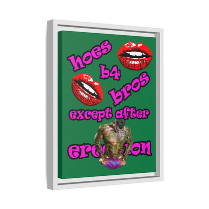 hoes b4 bros - framed canvas art (dark green)