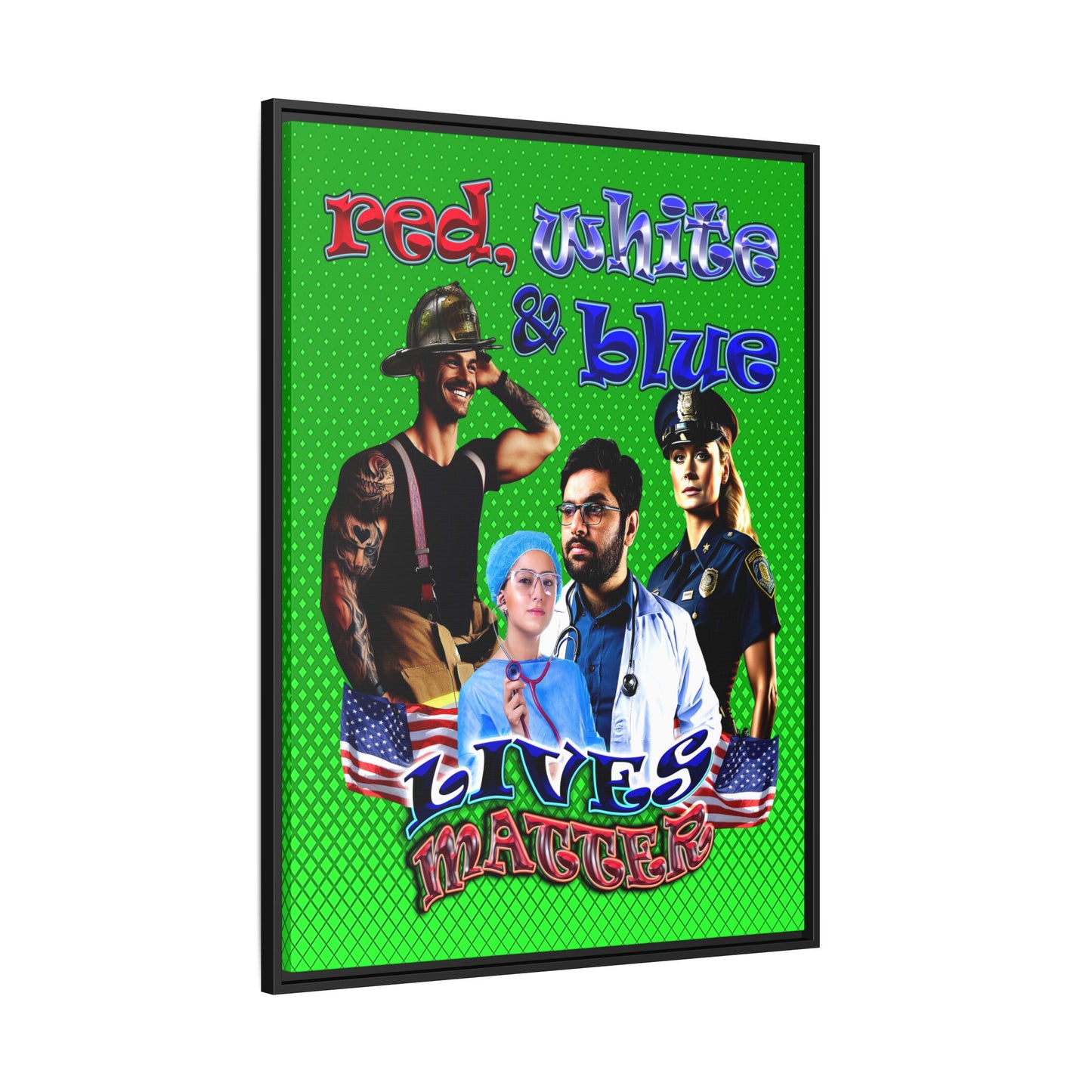 rw&b lives matter - framed canvas art (logo green)