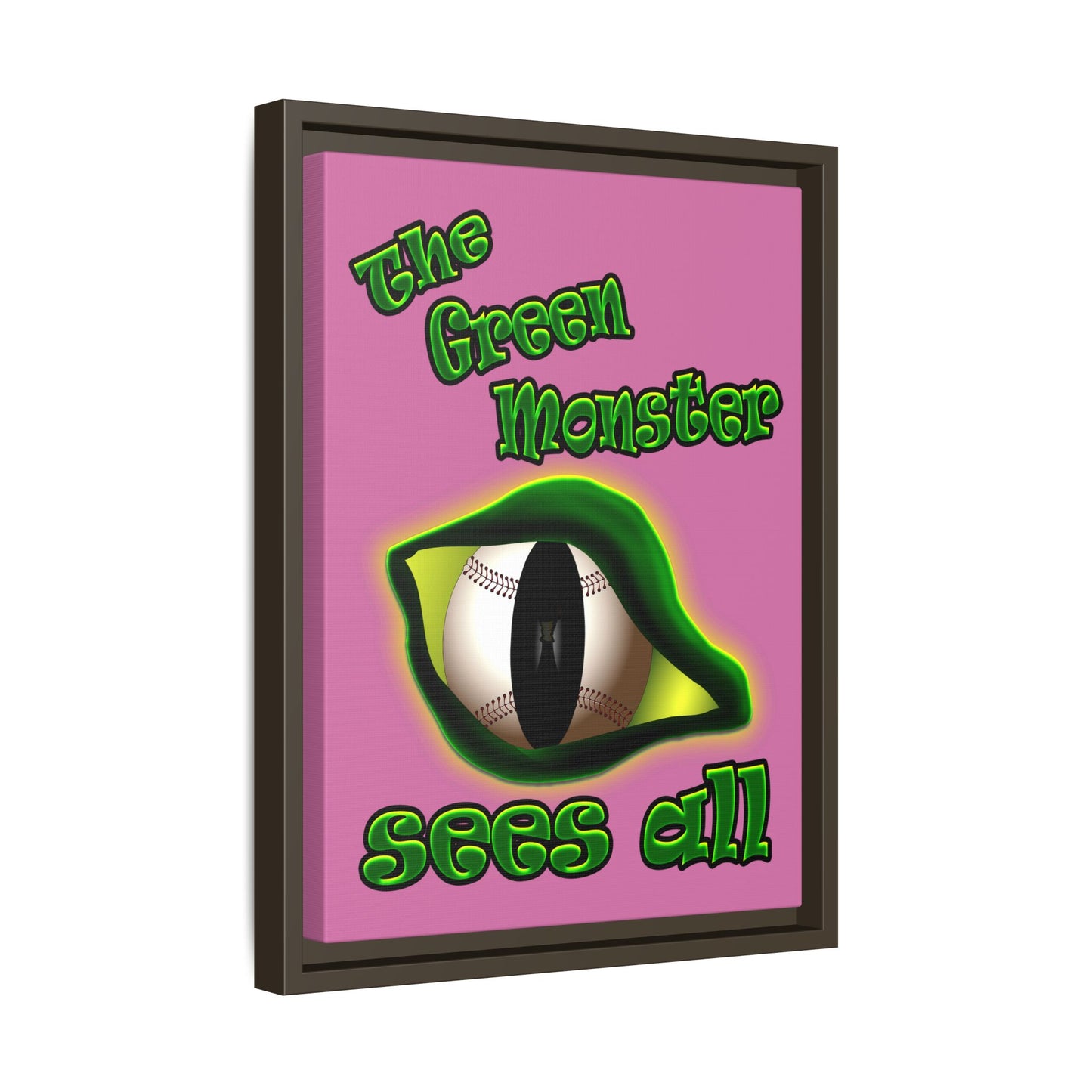 green monster - framed canvas art (light pink)