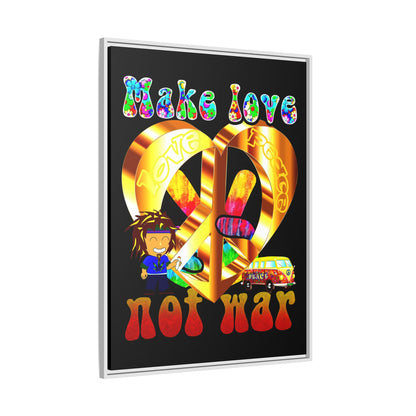 love peace - framed canvas art (black)