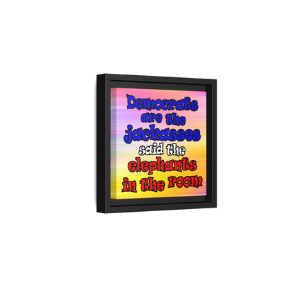 donkeys and elephants - framed canvas art (color blur)