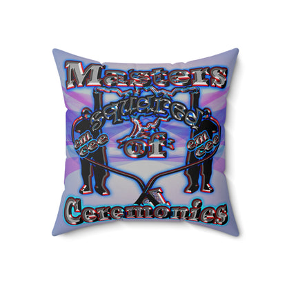 em cee squared - Spun Polyester Square Pillow - (light blue-pink wave)