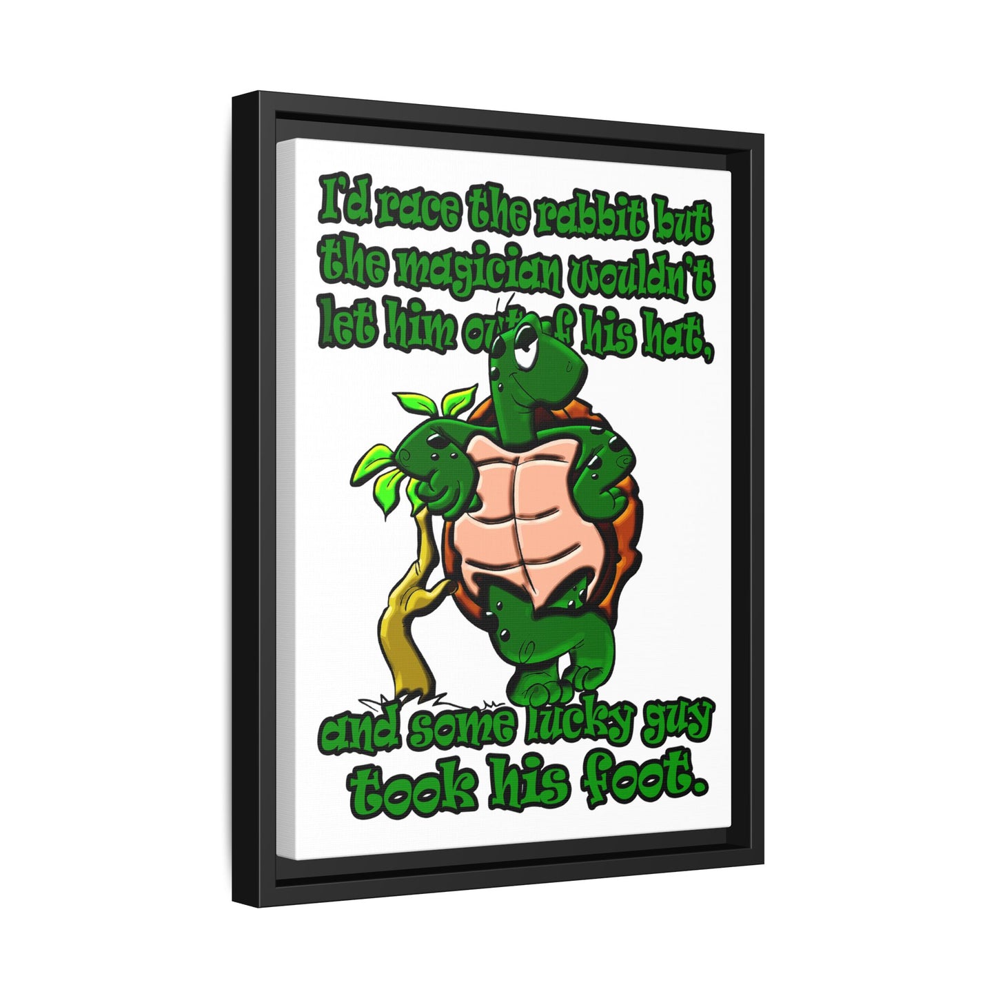 turtle race - framed canvas art (white)