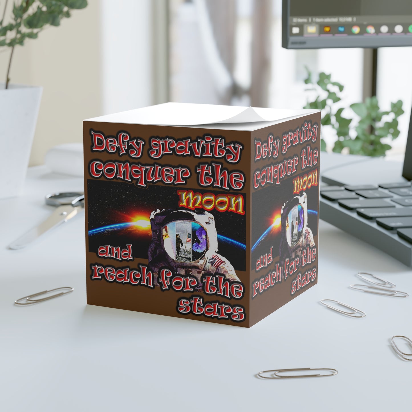 defy conquer reach - note cube (brown)