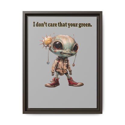 I don't care that your green - framed canvas art (light grey)