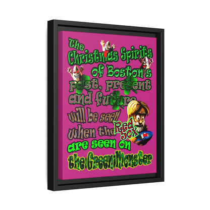 christmas spirits of boston - framed canvas art (pink)