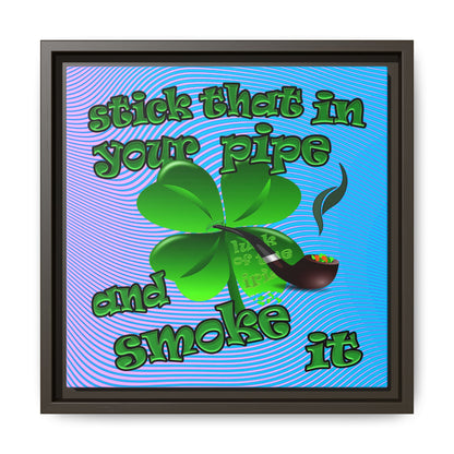 stick that in your pipe and smoke it - framed canvas art (light blue-purple wave)