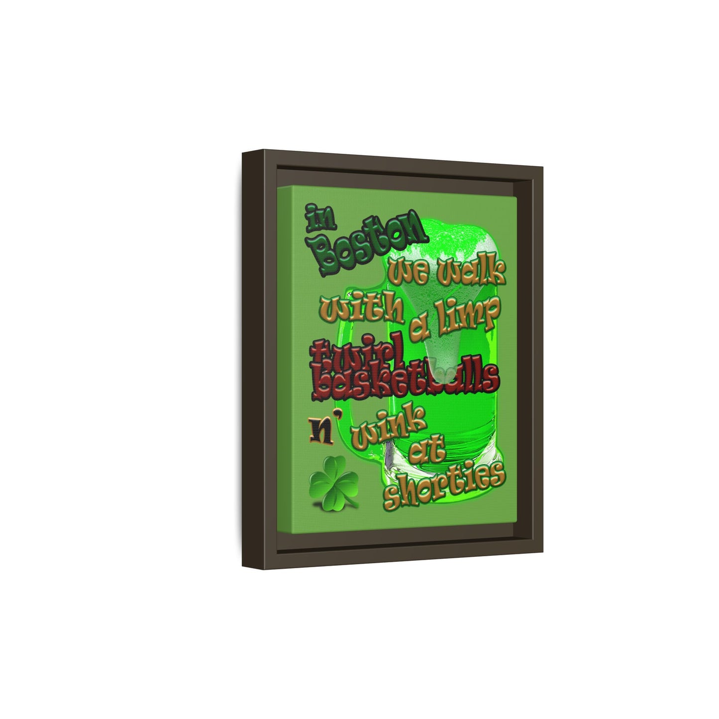 celtics logo - framed canvas art (green)