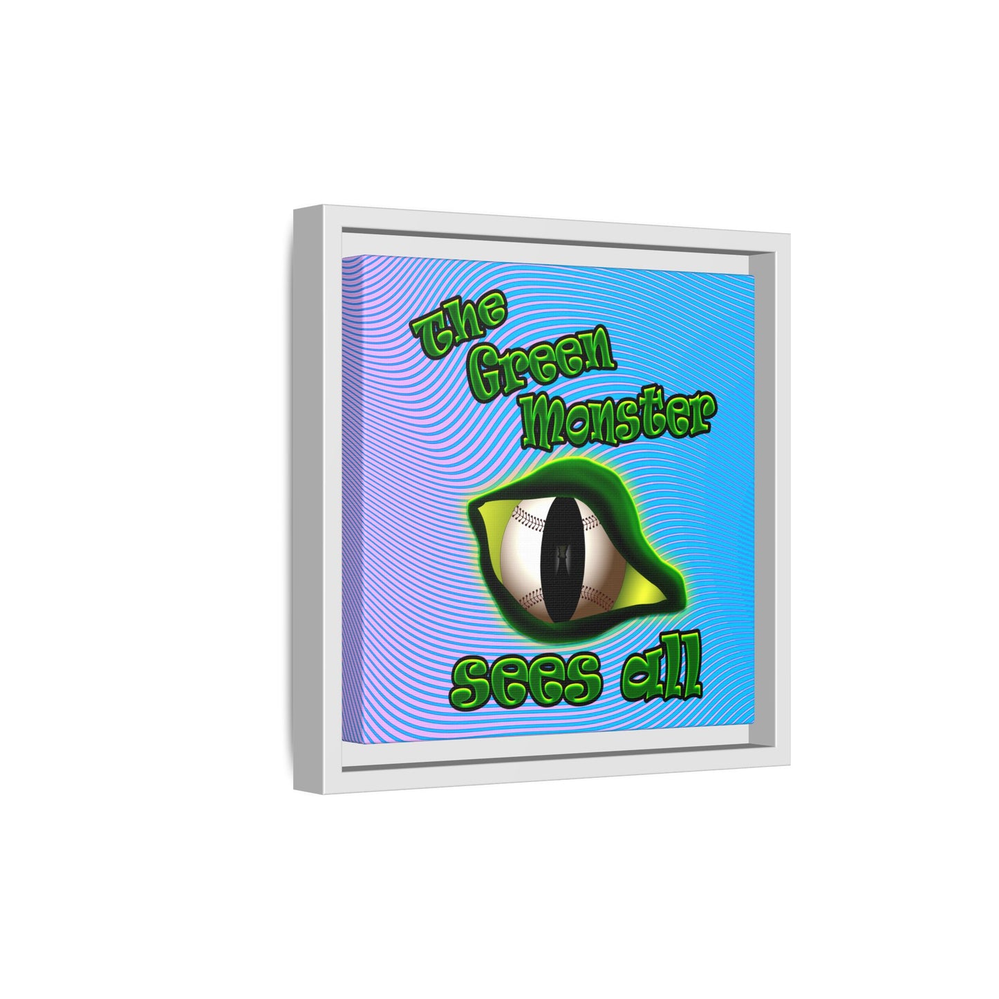 green monster - framed canvas art (light blue-purple wave)