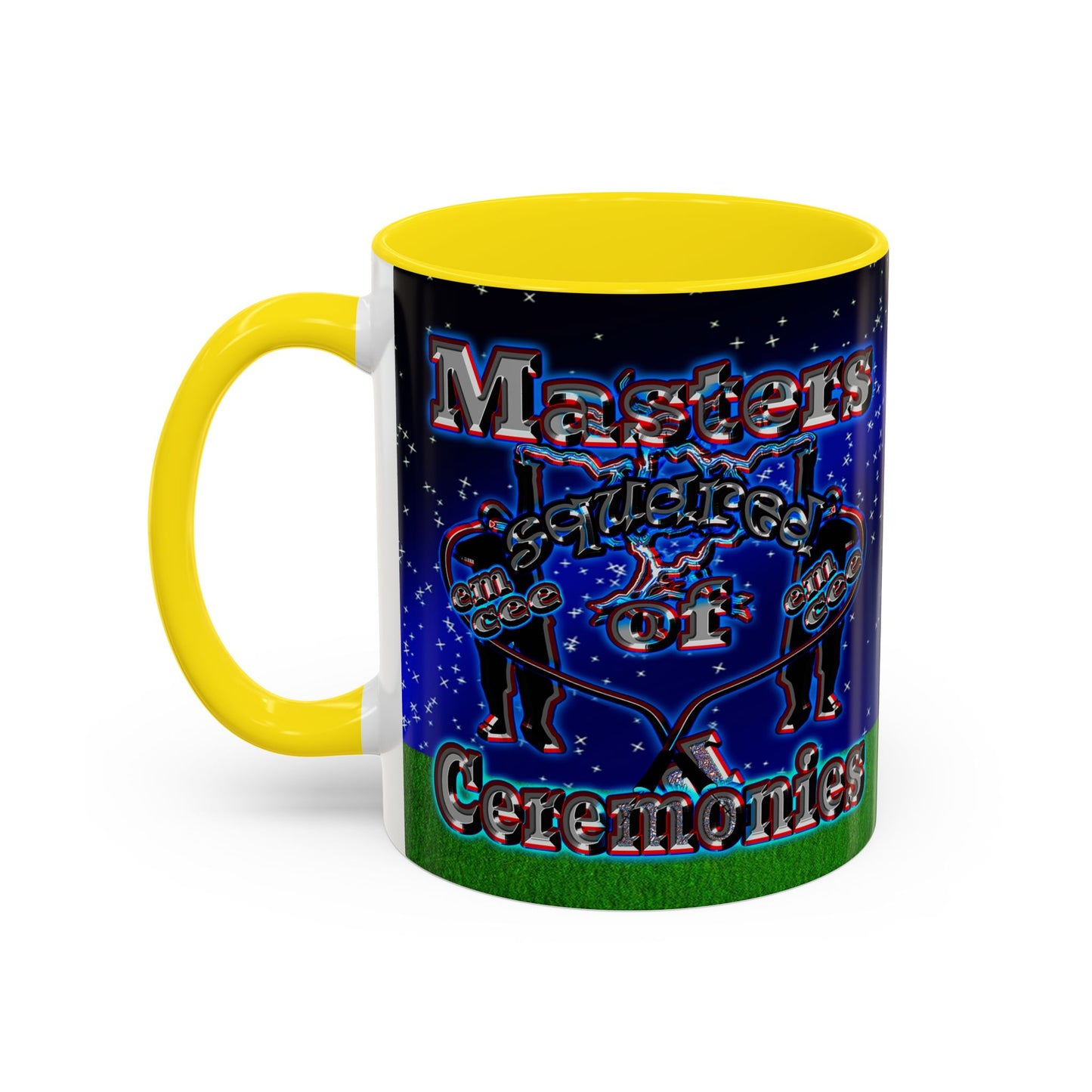 em cee squared - Accent Mug ('snoops' background)