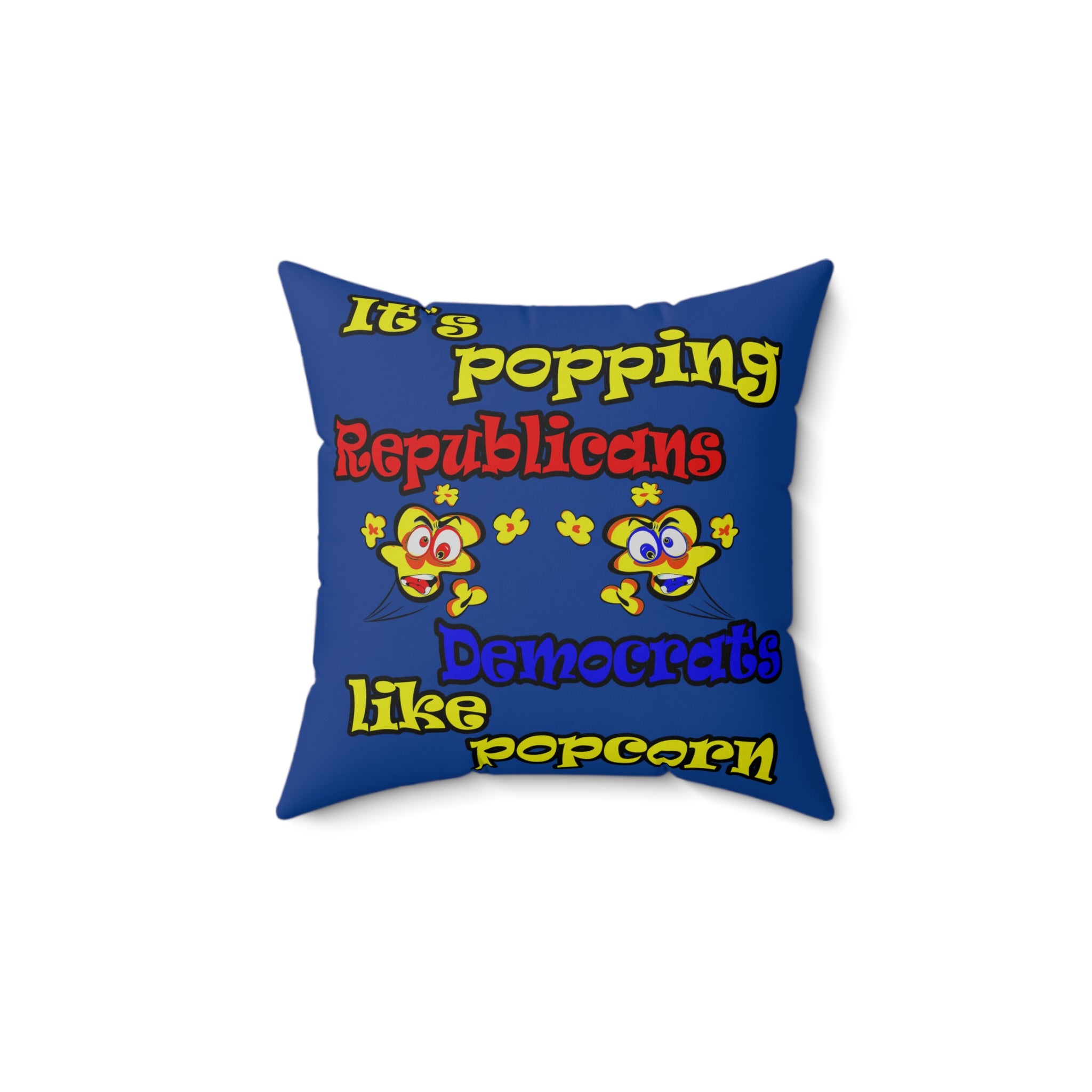 popping like popcorn - Spun Polyester Square Pillow - (dark blue)
