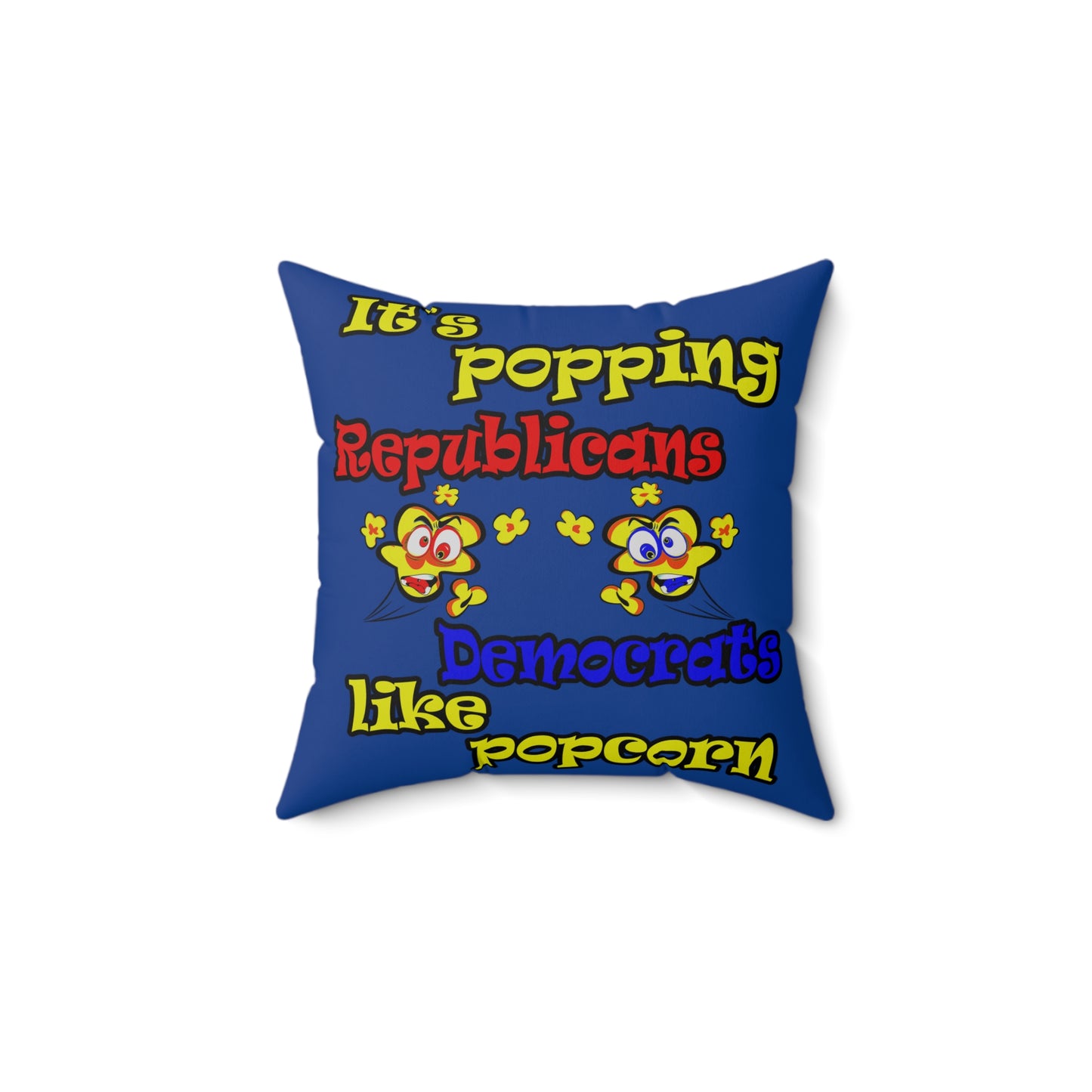 popping like popcorn - Spun Polyester Square Pillow - (dark blue)