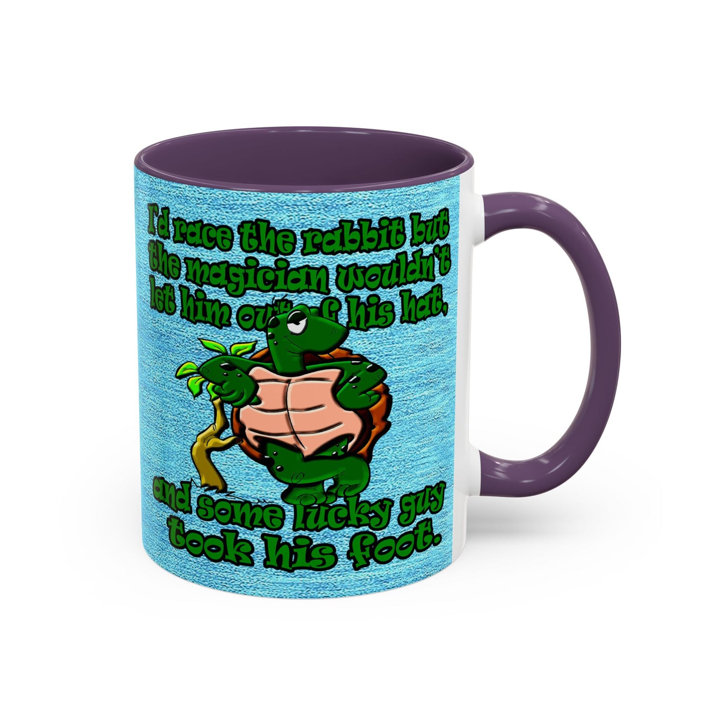 turtle race - Accent Mug (faded dark blue)