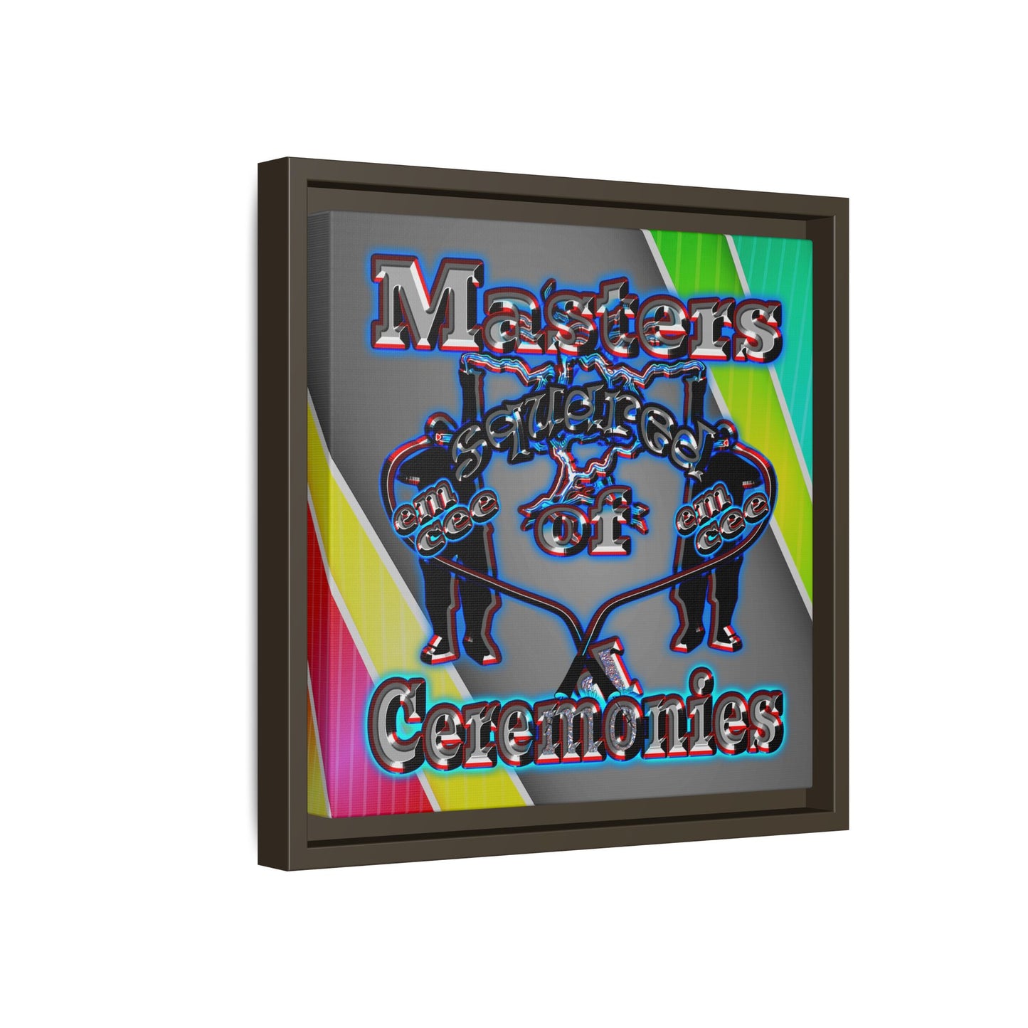 em cee squared - framed canvas art (rainbow split)