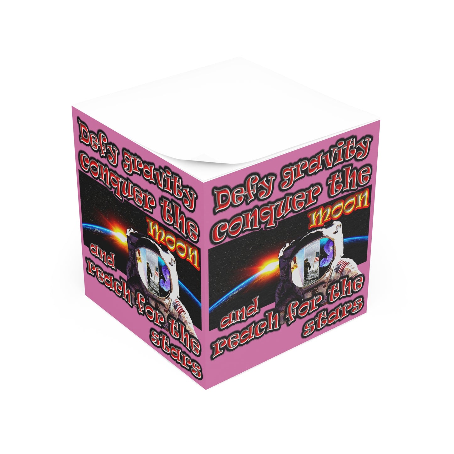 defy conquer reach - note cube (light pink)