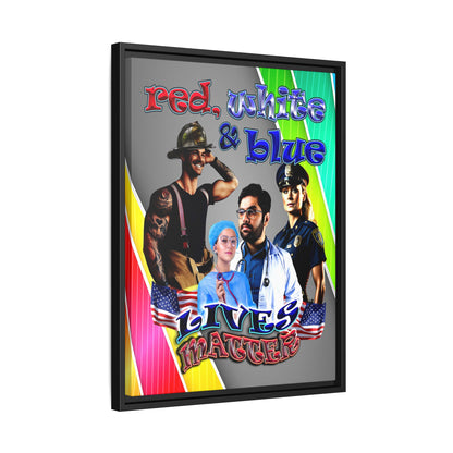 rw&b lives matter - framed canvas art (rainbow split)