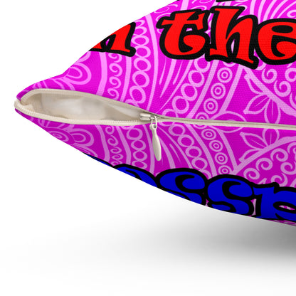 donkeys and elephants - Spun Polyester Square Pillow - (pink swirl)