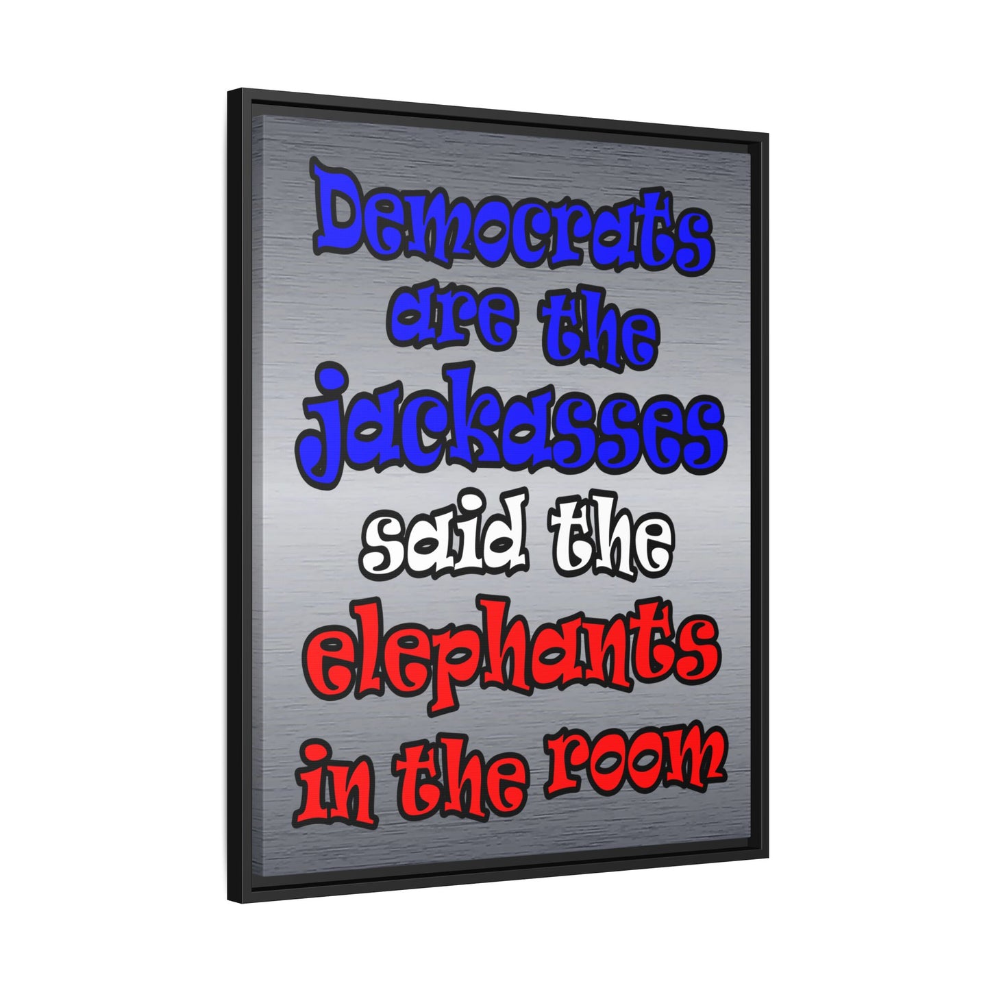 donkeys and elephants - framed canvas art (brushed nickel)