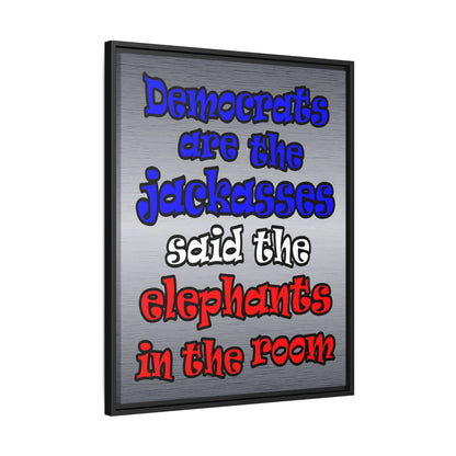 donkeys and elephants - framed canvas art (brushed nickel)