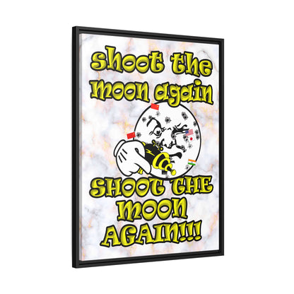 shoot the moon again - framed canvas art (white marble)