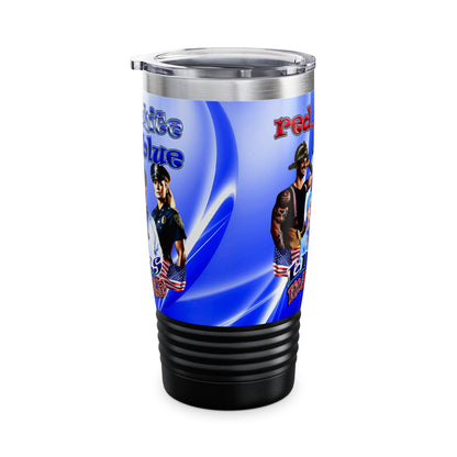 rw&b lives matter - Ringneck Tumbler, 20oz (blue-white wave)