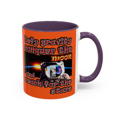 defy conquer reach - Accent Mug (orange)