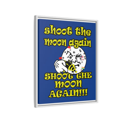 shoot the moon again - framed canvas art (dark blue)
