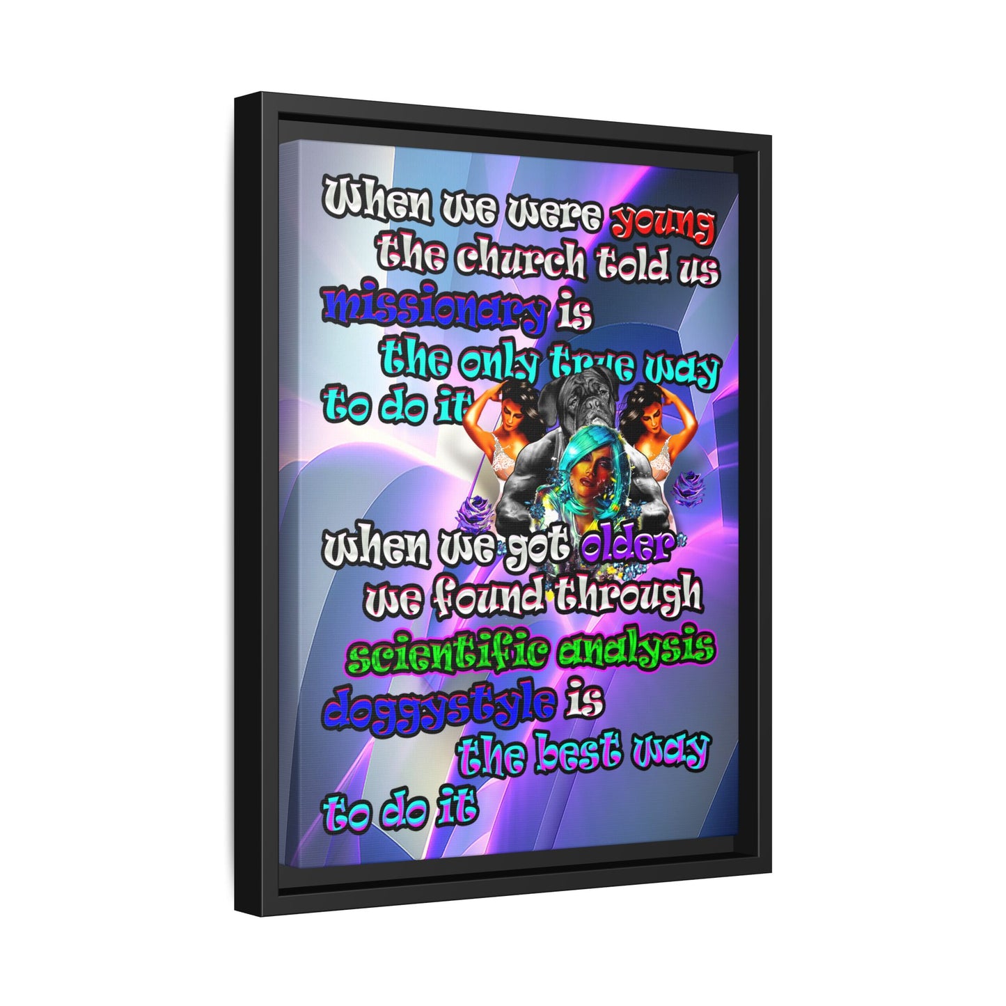 doggystyle - framed canvas art (grey-pink wave)