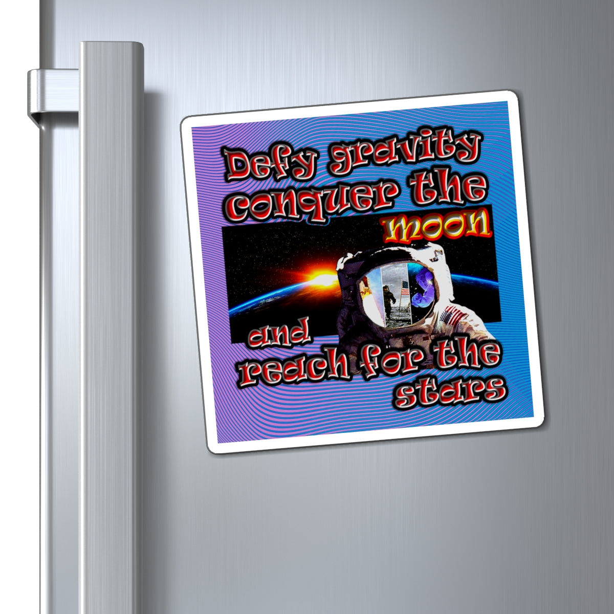 defy conquer reach - Magnets - (light blue-purple wave)