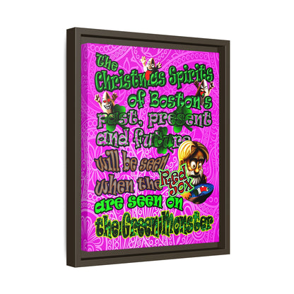 christmas spirits of boston - framed canvas art (pink swirl)