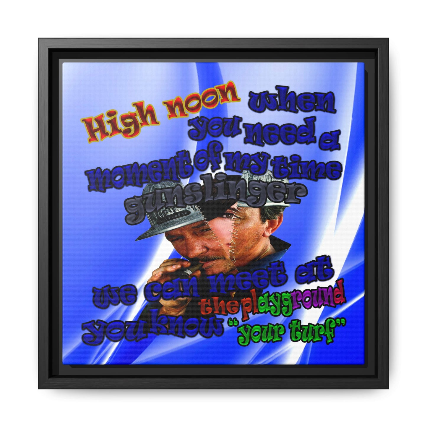 high noon - framed canvas art (blue-white wave)