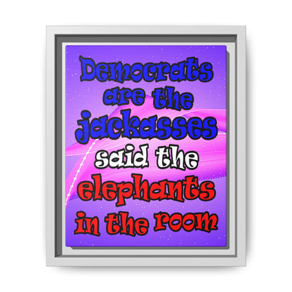 donkeys and elephants - framed canvas art (purple-pink wave)
