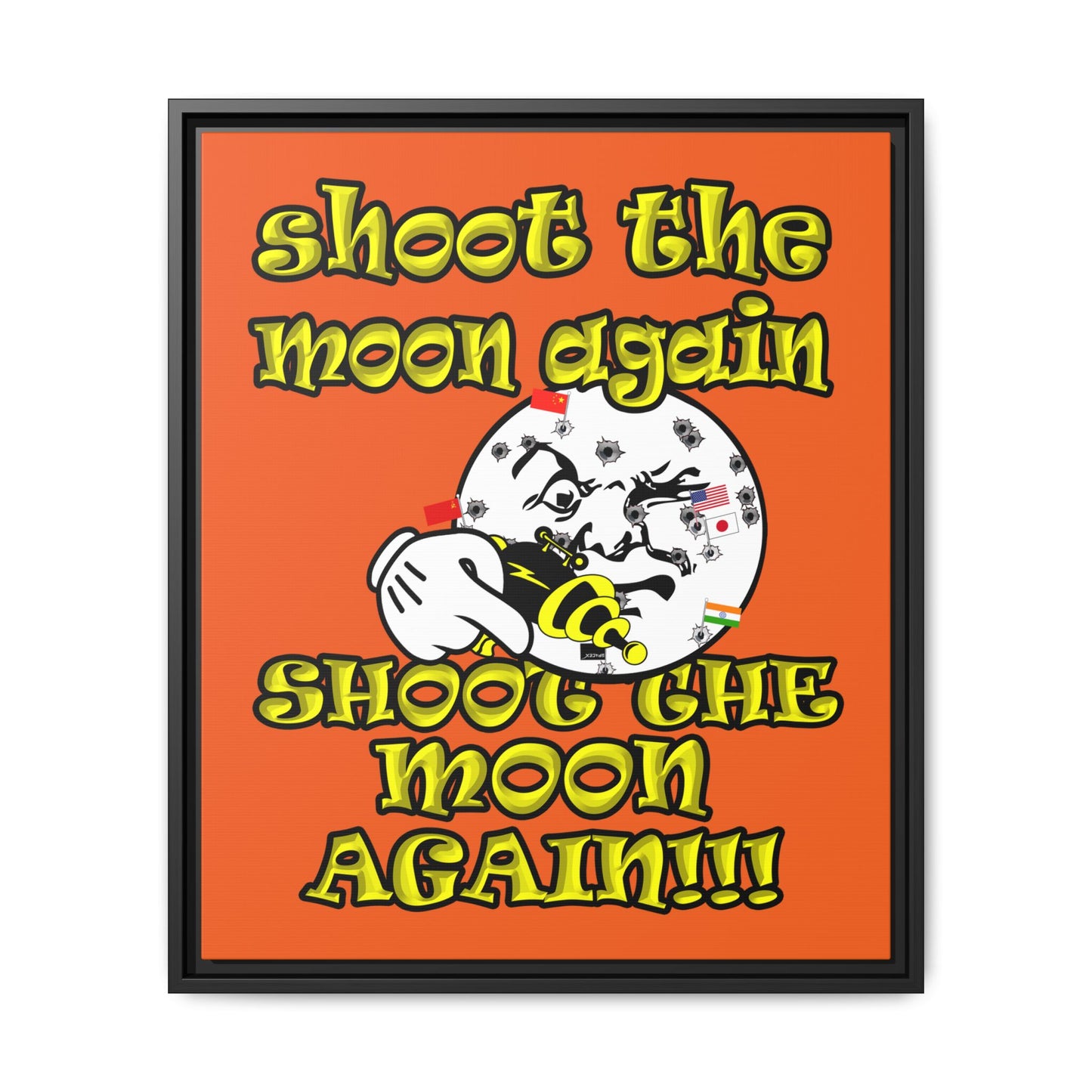 shoot the moon again - framed canvas art (orange)